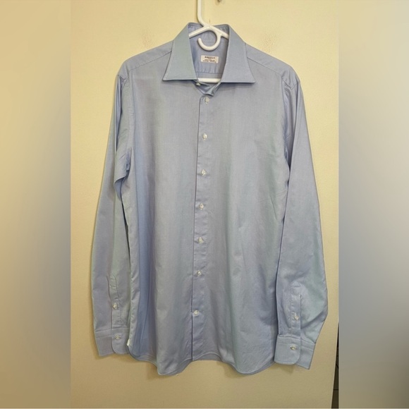 BORRIELLO Napoli Men Made Hand by Michael Jondral Button Down Shirt Sz 16 1-2/42 - Picture 6 of 16